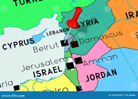 Libanon, Beiroet - Hoofdstad, Op Politieke Kaart Wordt Gespeld Die ...