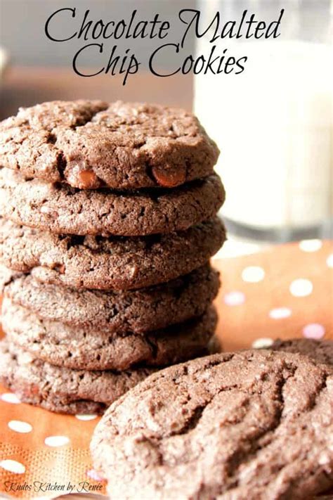 Chocolate Malted Chocolate Chip Cookies Kudos Kitchen By Renee