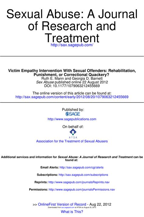 Pdf Victim Empathy Intervention With Sexual Offenders Rehabilitation