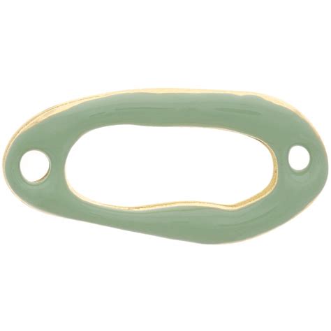 Distanziatore Ovale Cavo 24x12 Mm E Resina Epossidica Oro Fino Menta