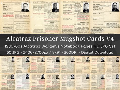 60 Vintage Alcatraz Inmate Prison Records With Mugshots HD Image V4 ...