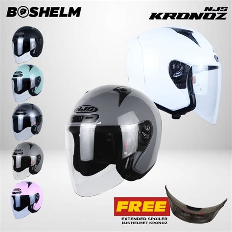 Jual BOSHELM Helm NJS Kronoz STONE GREY GLOSSY Helm Half Face SNI