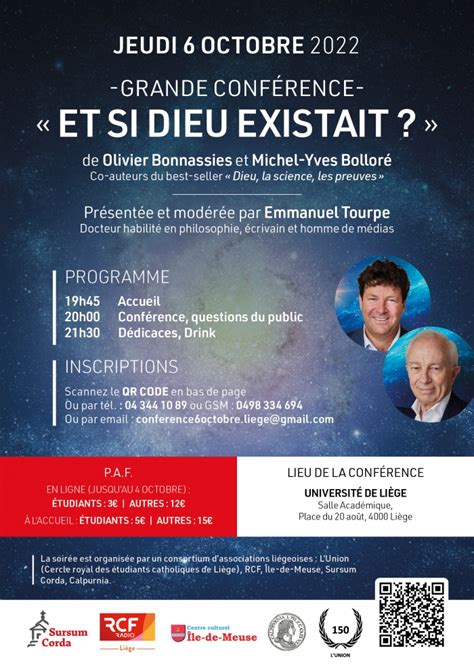 Liège 6 Octobre Et Si Dieu Existait Grande Conférence Avec Olivier Bonnassies Et Michel