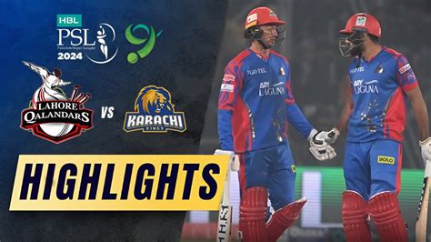 Lahore Qalandars Vs Karachi King Match Highlights Psl Highlights