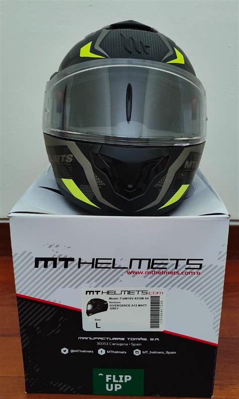 Mt Helmets Atom Sv Divergence A Matt Grey L Size Flip Up