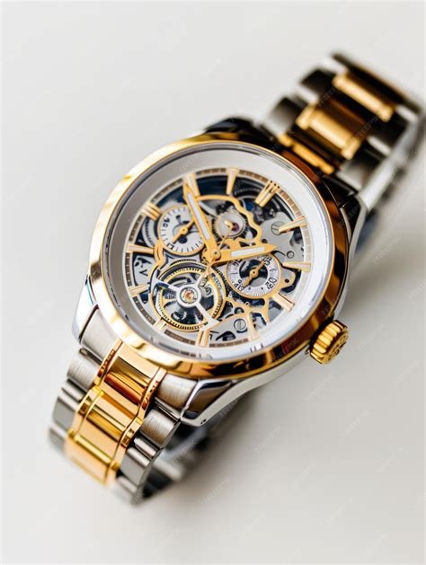 Premium Photo | A gold and silver watch with a skeleton skeleton