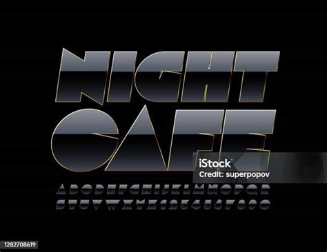 Logo Premium Vektor Night Cafe Huruf Dan Angka Alfabet Hitam Dan Emas