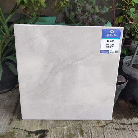 Jual Keramik Lantai 40x40 Sisilia Grey Glossy Mulia Accura Kw3