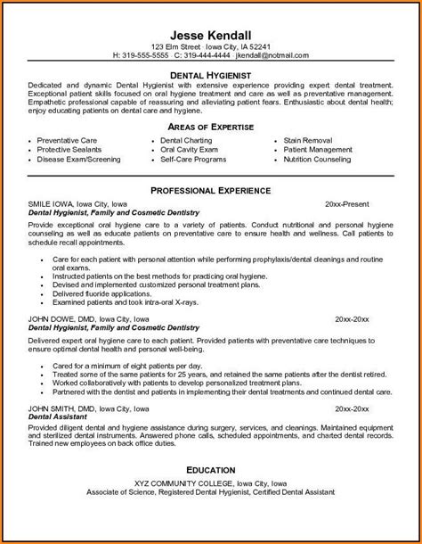 Free Dental Hygiene Resume Templates Resume Resume Examples Klyrq Q A