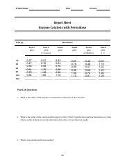 Enzyme Catalysis Effects Of PH And Concentration Printed Name Date