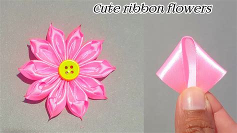 DIY Ribbon Flowers How To Make An Adorable Ribbon Flower Super Easy