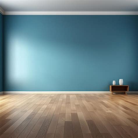 Premium AI Image Empty Room With Blue Wall And Wooden Floor AI Generated