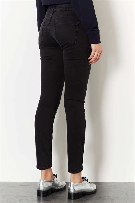 Topshop Moto Washed Black Baxter Jeans Lyst