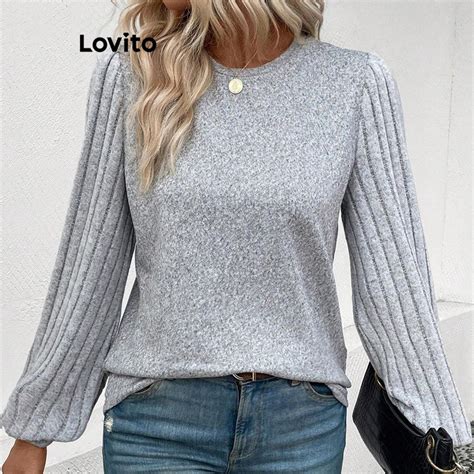 Lovito Women Casual Plain Fabric Stitching T Shirt LNL67262 Shopee