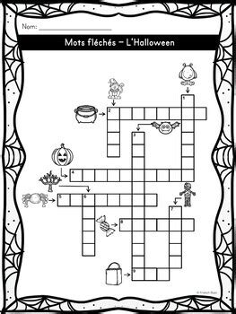 French Halloween Crossword L Halloween Mots Crois S Cach S Fl Ch S