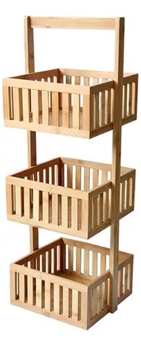 Organizador Multiuso Ripado 3 Andares Bambu Natural Oikos