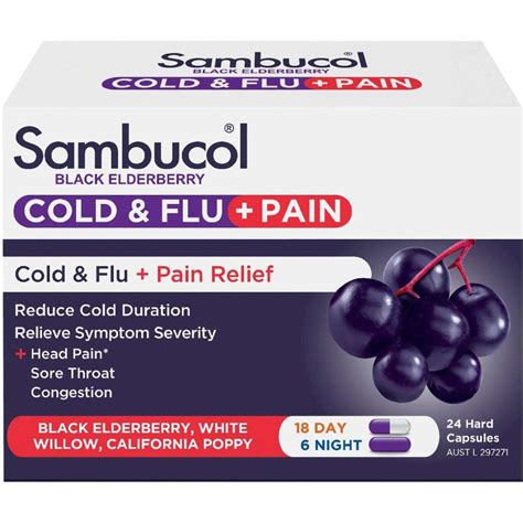 Sambucol Cold Flu Pain Relief Capsules Woolworths