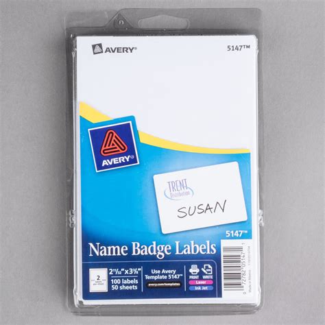 Avery 5147 2 1 3 X 3 3 8 White Printable Self Adhesive Name Badges