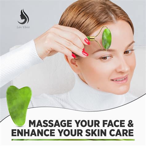 Jade Roller And Gua Sha Set For Face Authentic Natural Jade Gua