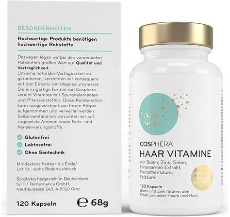 Haar Vitamine Von Cosphera Hochdosiert Vegane Kapseln