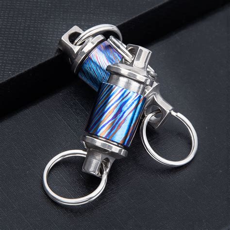 EDC Keyring Titanium Damascus Keychain - Edcgearzone.com