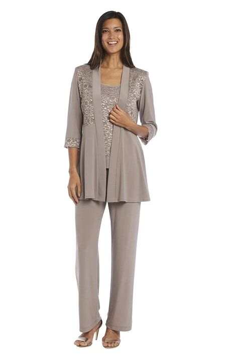 R M Richards Faux Pant Set With Lace And Sequin Detailing Dressy