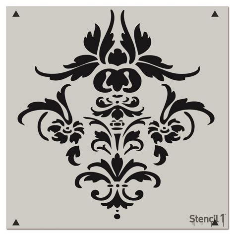 Damask Traditional Repeat Pattern Stencil 11x11 Stencil 1