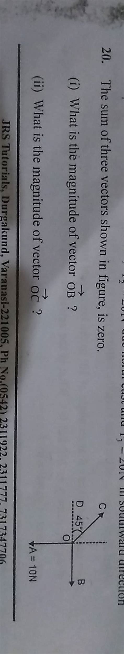 20 The Sum Of Three Vectors Shown In Figure Is Zero Filo