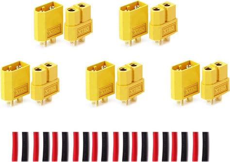 Lhi Xt 60 Xt60 Male Female Bullet Connectors Plugs For Rc Lipo Battery 5 Pairs Amazonfr