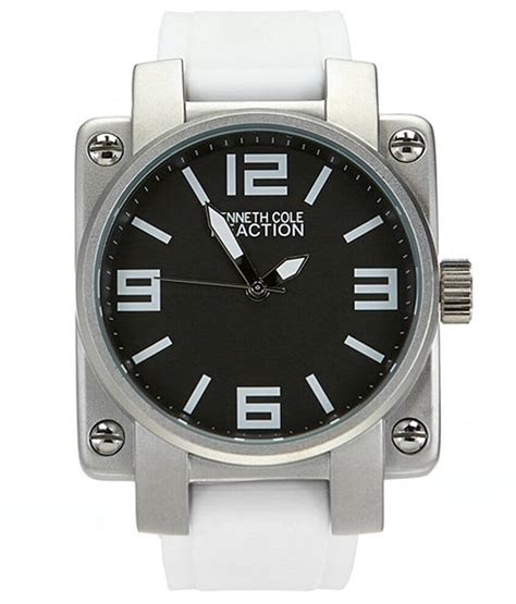 Kenneth Cole Reaction Square Dial Watch Mens Watches In White Buckle