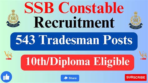 SSB CONSTABLE TRADESMAN RECRUITMENT 2023 APPLY FOR 543 POSTS