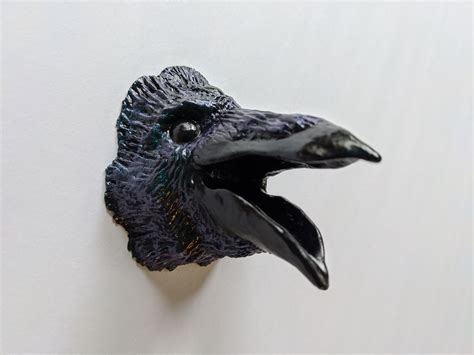 Sculped Three Eyed Raven Head Magnet Etsy