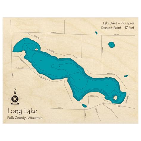 Long Lake 3d Custom Wood Map Lake Art Llc