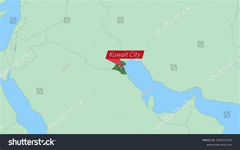 Map Of Kuwait With Pin Of Country Capital Royalty Free Stock Vector