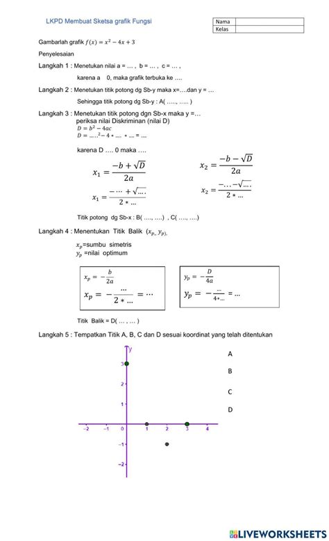 Sketsa Grafik Fungsi Kuadrat Online Exercise For Live Worksheets