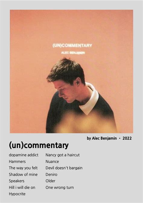 Alec Benjamin Un Commentary Minimalist Album Poster Music Poster