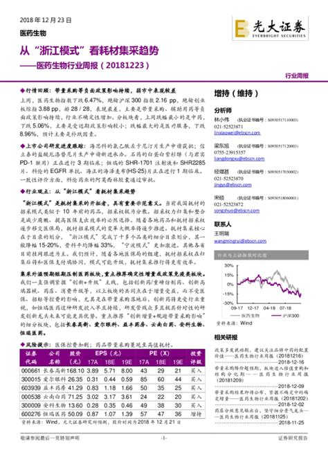 医药生物行业周报：从“浙江模式”看耗材集采趋势