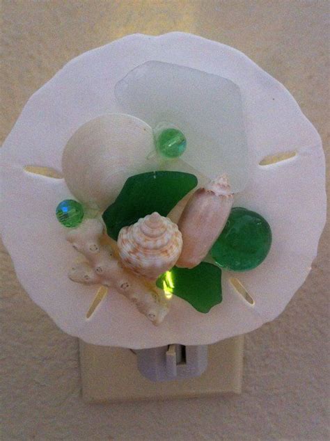 Sand Dollar Night Light Sd Green Seaglass Coastal Seashells Etsy Night Light Nautical Decor