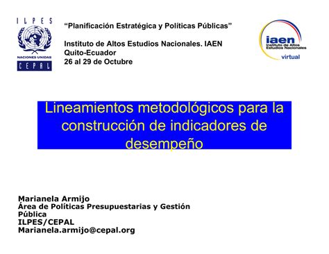 Lineamientos Metodol Gicos Para La Construcci N De Indicadores De