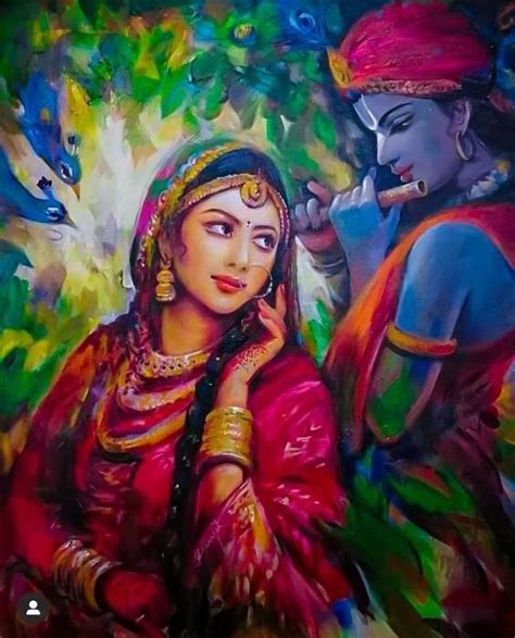 Radha With Krishna Hand Painted Painting On Canvas Without Frame