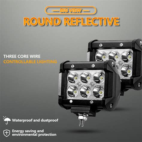 Pair Led Work Light Bar Wd Offroad Spot Pods Fog Atv Suv Utv