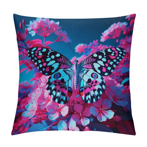 Erxjss Butterfly Throw Pillow Covers Floral Wings Spring Botanical