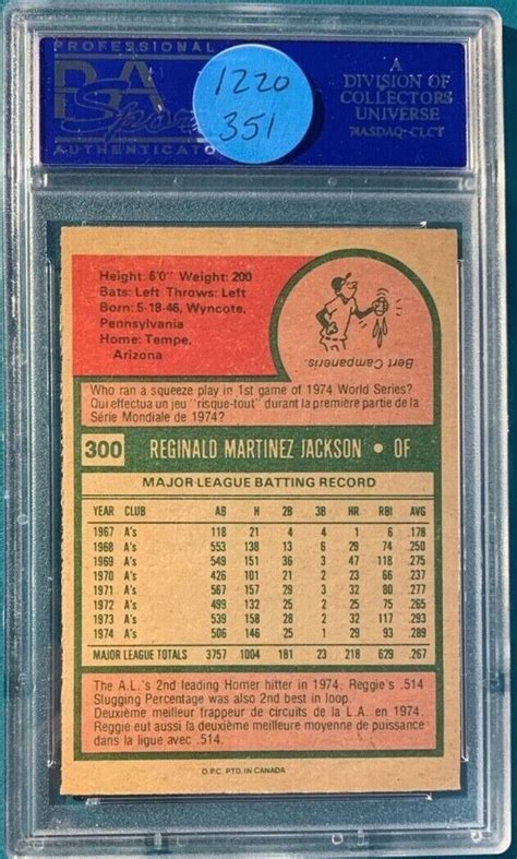 O Pee Chee Baseball Reggie Jackson Psa Nicely Centered Ebay