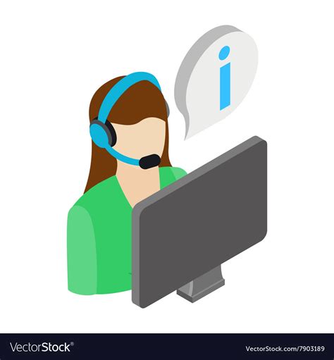 Call Center Operator Icon Isometric 3d Style Vector Image