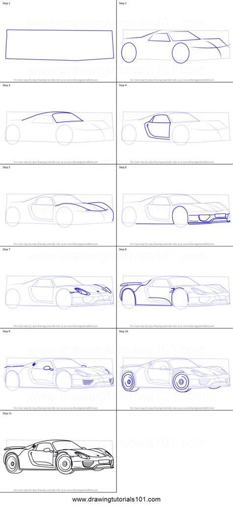 How To Draw A Porsche 918 Spyder Sports Cars Step By Step Car