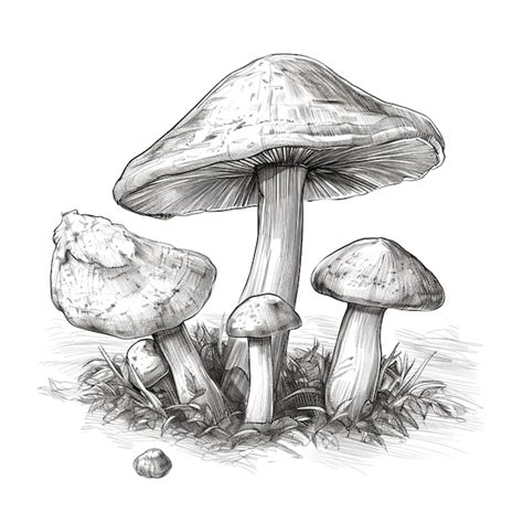 Premium Photo Hand Drawn Sketch Of Mushrooms