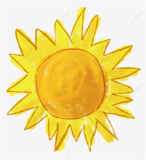 Hand Drawn Sun PNG Picture, Hand Drawn Children S Drawing Golden Sun, Sun Clipart, Hand Painted ...