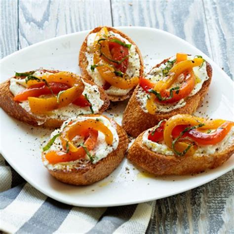 Bruschetta With Goat Cheese Roasted Peppers Italian Food Forever