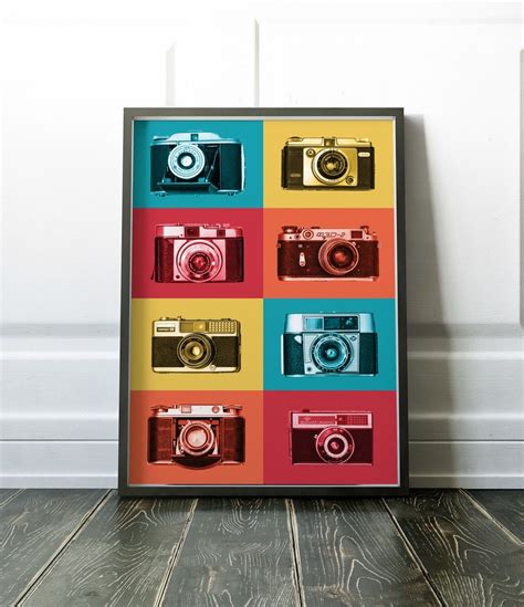 Retro Camera Art Print Colourful Wall Art Vintage Cameras Etsy