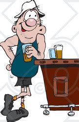 Clipart Illustration of a Happy Man Leaning Against A Bar And Drinking ...